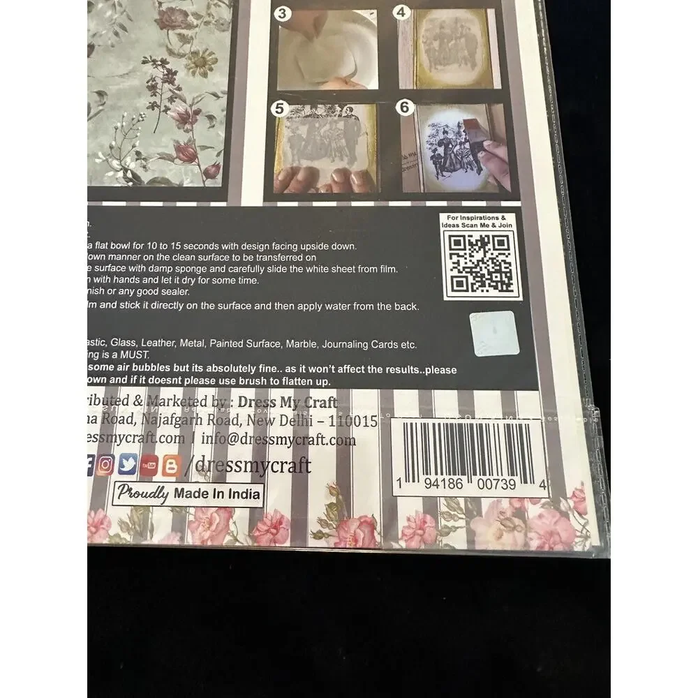 New Sealed Dress My Craft Transfer Me Vintage Floral #4 Flower Floral Dip In H2O